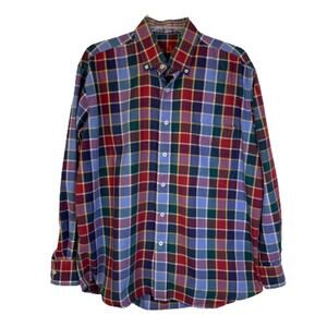 Alan Flusser Men's Plaid Button Down Shirt, L